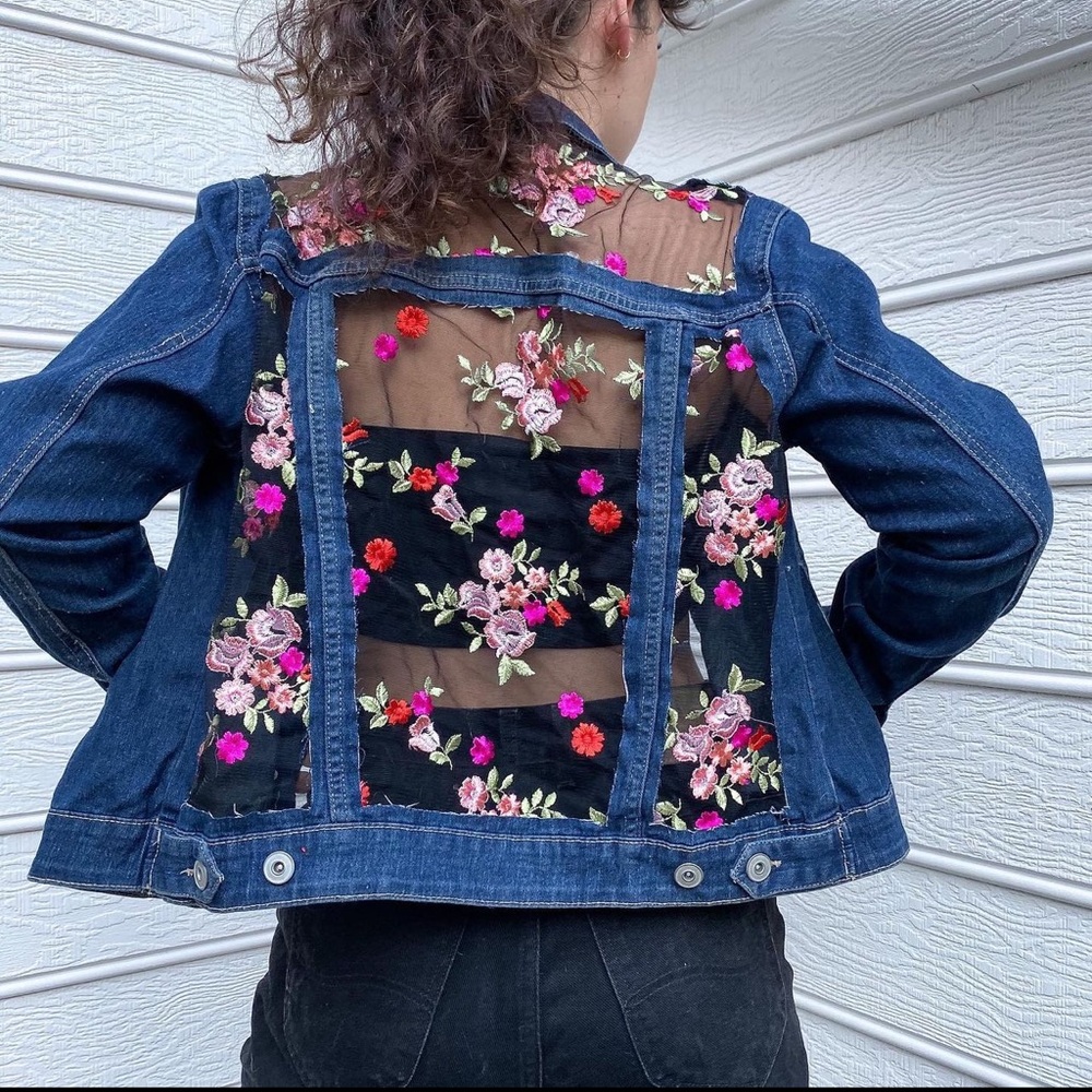 Dragon Denim Flower Jacket